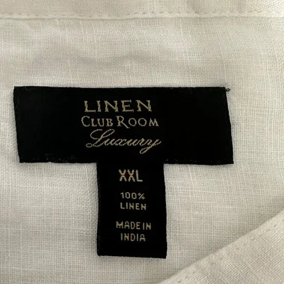 Linen Club Room Luxury Mens White Linen Shirt XXL Resort Tropical Old Money - Picture 4 of 8